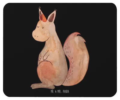Produktbild von Mr. & Mrs. Panda Mauspad Einhorn Glauben - Schwarz - Geschenk, Einhörnchen, laptop mousepad, Eichhörnchen, pc mausunterlage, mousematte, Mouse Pad, Einhörner, Unicorn