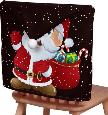 Zdjęcie produktu dla 4 świąteczne pokrowce na krzesła, pokrowiec na oparcie z krótkim włosiem, dwustronny nadruk, 50x65cm, na przyjęcia świąteczne, dekoracja stołu