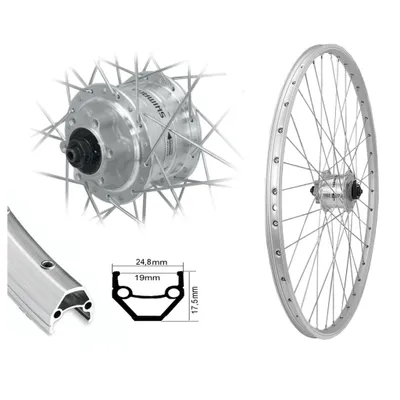 Produktbild von Vorderrad 26 Zoll silber mit Shimano Nabendynamo DH-3D32