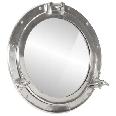 Image de Miroir en forme de hublot mural Ø50 cm aluminium et verre
