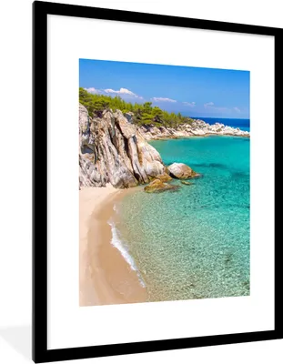 Produktbild von MuchoWow® Gerahmtes Poster Meer - Strand - Sommer 60x80 cm - Poster mit Schwarzem Bilderrahmen Wandposter Rahmen Foto Bilder - Wohnzimmer - Dekorationen - Prämie