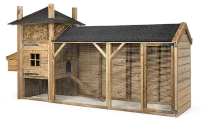 Immagine prodotto di Fatmoose Pollaio Henhouse Haven in legno con recinto esterno - 330x110x190 cm