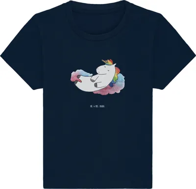 Produktbild von Mr. & Mrs. Panda Babyshirt Einhorn Wolke 7 24. - 36. Monat - French Navy - Geschenk, Kinder Oberteil, Unicorn,  T-Shirt, Top, Kleinkind Shirt, Lustig, Einhörner
