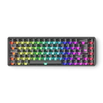 Produktbild von Akko MOD68 HE Kabellose magnetische Tastatur ISO-UK, 69 Tasten, ARGB, RT 0,005 mm, 8K Polling-Rate, Schwarz-Transparent, mit Astroaim-Magnet-Switches