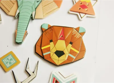 Obrázok produktu pre Nálepka s pozláteným reliéfom - Origami zvieratá