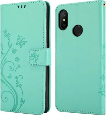 Produktbild von Cadorabo Hülle für Xiaomi RedMi NOTE 6 PRO Schutz Hülle in Türkis Schutzhülle Handy Hülle Etui Case Blumen Flower