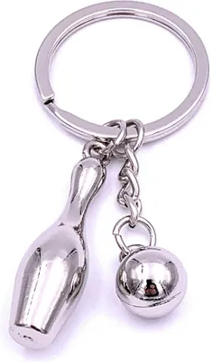 Obrázek produktu pro Onwomania Bowling Bowling Pin with Ball Keychain Klíčenka Silver Metal