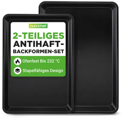 Produktbild von NutriChef Backblech, 2er Set- Backofenblech, Kuchenblech, Baking Tray 40x28cm &