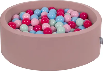 Produktbild von KiddyMoon rund bällebad bällepool 90x30cm/200 bälle ? 7cm ballgruben für babys spielbad kleinkinder, hergestellt in der eu, erikafarben: puderrosa/dunkelpink/babyblue/minze