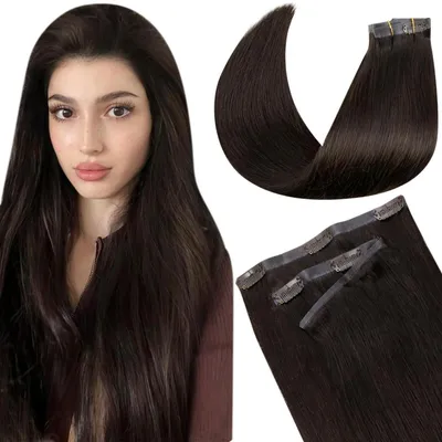 Produktbild von Clip in Extensions Echthaar Braun Glatt Remy 7PCS 45cm 100g #2
