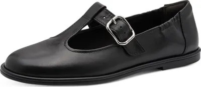 Produktbild von Tamaris Damen Riemchenballerina aus Leder flach mit T-Strap 1-22123-46, Größe:37 EU, Farbe:Schwarz