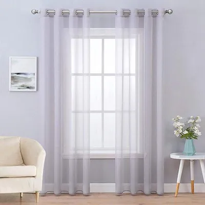 Image de Unyqoos® Rideaux de douche transparents, lot de 2, 245 x 140 cm (H x L), 100% polyester, avec œillets, translucides – idéaux pour le salon et la chambre
