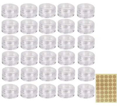 Image de Pot cosmétique - Pot rechargeable - 5 ml - Lot de 30 - Transparent avec couvercle à vis