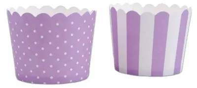 Produktbild von Cup Cakes-Förmchen, Papierbackförmchen MINI, 12 Stück, Muffinförmchen, CupcakesinCupCake Cups flieder/weiß
