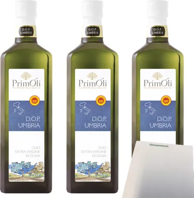 Produktbild von PrimOli Natives Olivenöl Umbria Colli Martani 3er Pack (3x500ml Flasche) + usy Block