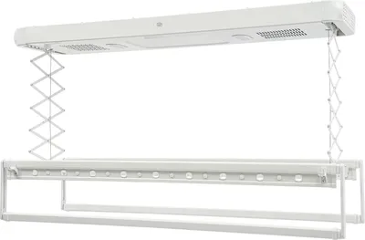 Produktbild von Elektrischer Wäscheständer - Decken- & Wandmontage Wäschelift - Fernbedienung 30–50 m - Ausziehbar - Tragkraft 35 kg - Sterilisationslicht 30 Min - Weiß