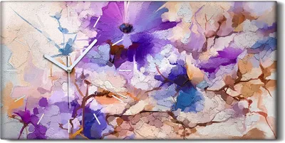 Produktbild von Wanduhr Uhr Wandbild Leinwand Geräuschlos 60x30 Gemälde Blumen Pflanze Kunst - weiße Hände