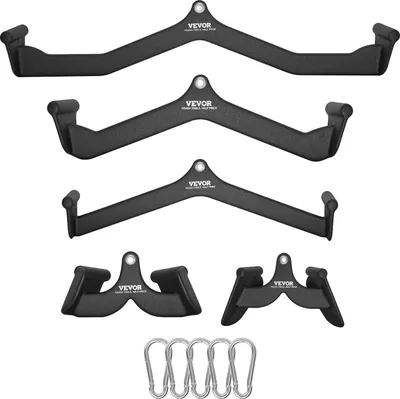Image de VEVOR Extensions de traction latissimus Rameur avec câble, barre en T Barre en V Set de 5 barres de traction pour triceps, poignée recouverte de caoutchouc pour la musculation du dos, curl pour biceps, barre de traction latissimus pour triceps pour salle de fitness