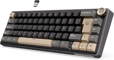Produktbild von Mechanische 60% Gaming Tastatur Kabellos Bluetooth/2,4G/USB-C, Gasket Hot-Swap Creamy Switches, RGB PBT Tastenkappen, QMK/VIA Programmierbar