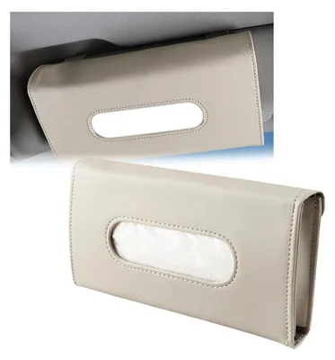 Produktbild von Taschentuchbox für Auto-Sonnenblende Beige Kunstleder 225x25x120mm