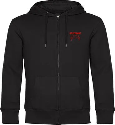 Produktbild von multifanshop Kapuzen Sweatshirt Jacke - Stuttgart - Herzschlag, schwarz, Größe XXL