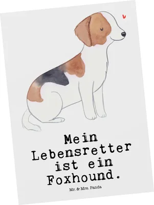 Produktbild von Mr. & Mrs. Panda Postkarte Foxhound Lebensretter - Weiß - Geschenk, Grußkarte, Laufhund, Jagdhund, Ansichtskarte, Postkarten, bildkarte, Ansichtskarten