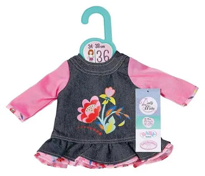 Obrázek produktu pro Zapf Creation Dolly Moda džínové šaty s květinovým vzorem, velikost 36, 871508