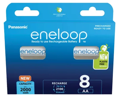 Image de 1x8 Panasonic Eneloop Mignon AA 2000mAh Ni-MH BK-3MCDE/8BE