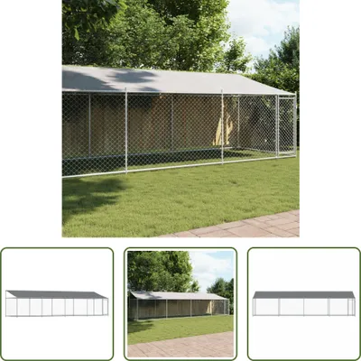 Obrázok produktu pre The Living Store Psia búda so strechou a dverami Sivá 8x2x2 m Pozinkovaná oceľ