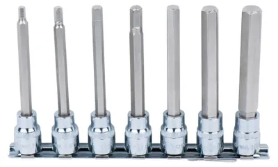 Produktbild von KS Tools 918.3960, Steckschlüssel-Satz, 3/8", Metrisch, 7 Kopf/Köpfe, Chrom-Vanadium-Stahl, DIN 3120, ISO 1174, DIN 7422
