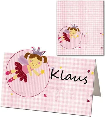 Produktbild von Tischkarten Geburtstag Party Fee rosa Kindergeburtstag