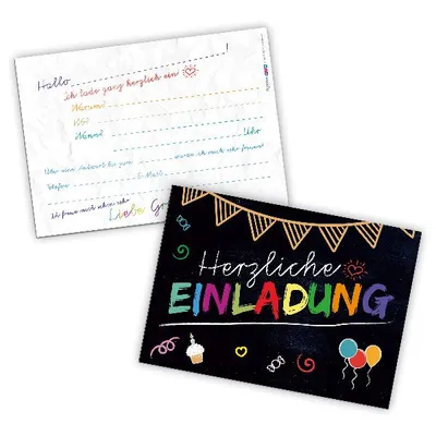 Produktbild von itenga 12 x Postkarte Einladung "Tafel" Geburtstag Schulanfang Kindergarten