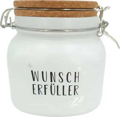 Produktbild von HERGO Sparglas WUNSCHERFÜLLER mit Korkdeckel Spardose Sparbüchse