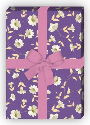 Produktbild von Wunderhübsches Blumen Geschenkpapier Set mit Ranken, lila - G8472, 32 x 48cm