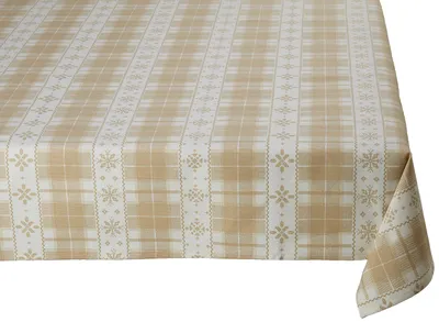 Tischdecke rechteckig, 250x160 cm, Baumwolle, beige gestreift