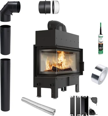 Kamineinsatz KRATKI FLOKI L Links 12 kW fi200 Eckrohrset