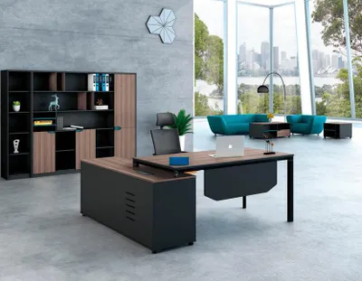 Produktbild von Komplettbüro Bürotisch Schwarz Arbeitstisch Büroschrank Holz Set