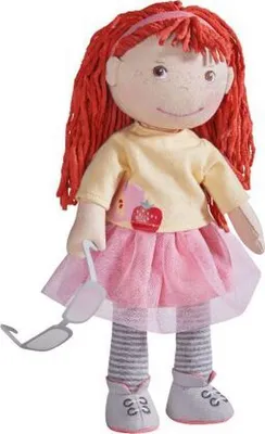 Produktbild von Haba Puppe Ava weiche Stoffpuppe 30cm mit Brille - Kuschelpuppe für Kinder
