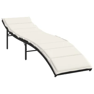 Produktbild von Sonnenliege mit Kissen Schwarz 55x199x50 cm Poly Rattan
