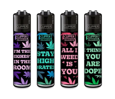 Produktbild von Clipper Feuerzeug 4er Set Leaves Slogan