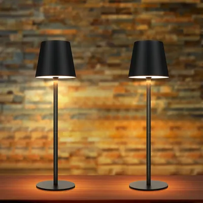 Produktbild von ZMH Tischlampe LED RGB-Nachttischlampe Touch Dimmbar 2er Schreibtischlampe Kabellos Schwarz Bettleuchte USB Aufladbar Metall Schreibtisch Nachttisch