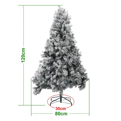 Productafbeelding van Yakimz Kerstboom, kersttakken met standaard, voor buiten gebruik, met sneeuwvlokken, 120 cm, met sneeuwpoeder