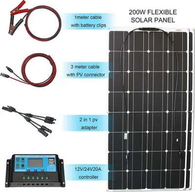 Obrázek produktu pro Solární panel, flexibilní design, vysoká účinnost, 200w solární sada