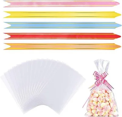 Produktbild von Famanu Cellophanbeutel mit Zugbändern für Geschenke und Süßigkeiten - 50 Stück