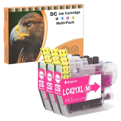 Produktbild von D&C LC421XL Druckerpatronen Kompatibel für Brother LC421 XL Multipack für Brother DCP-J1050DW Patronen MFC-J1010DW DCP-J1140DW Patronen (Magenta, 3-Pack)