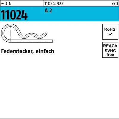 Produktbild von Federstecker DIN 11024 DrahtD. 2 A 2 einfach