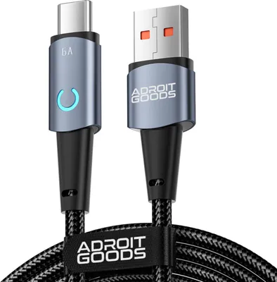 Produktbild von AdroitGoods USB-C Kabel - 200cm - Schnellladegerät - Nylon geflochten - 6A Ladekabel - 480 Mbps