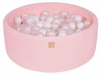 Image de Piscine à balles rose avec balles Blanc / Transparent / Perle blanche