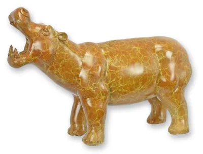 Produktbild von Bronzeskulptur Nilpferd Replikat Retro Design Dekoration