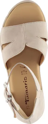 Produktbild von Tamaris Damen Sandale Leder Keilabsatz Plateau 1-28701-46, Größe:41 EU, Farbe:Beige